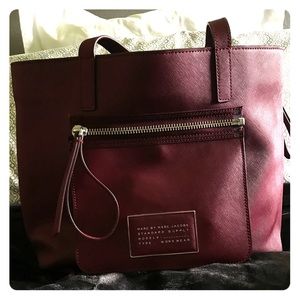Marc Jacobs maroon leather tote